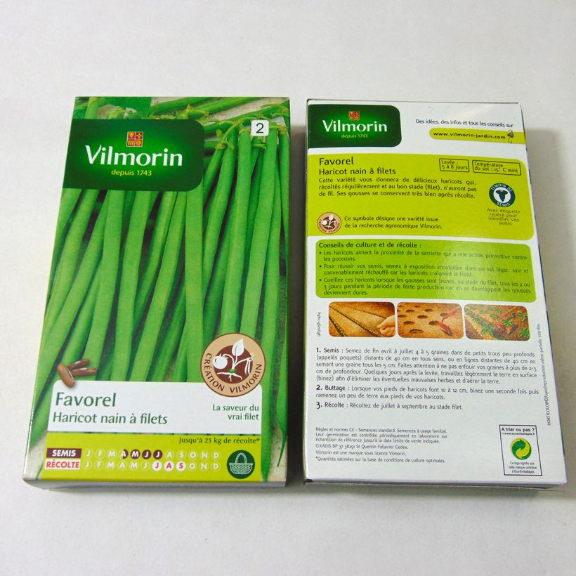 Example of Haricot nain à filet Favorel (Création Vilmorin) - Vilmorin le sachet de 400 graines environ (200g) as you get