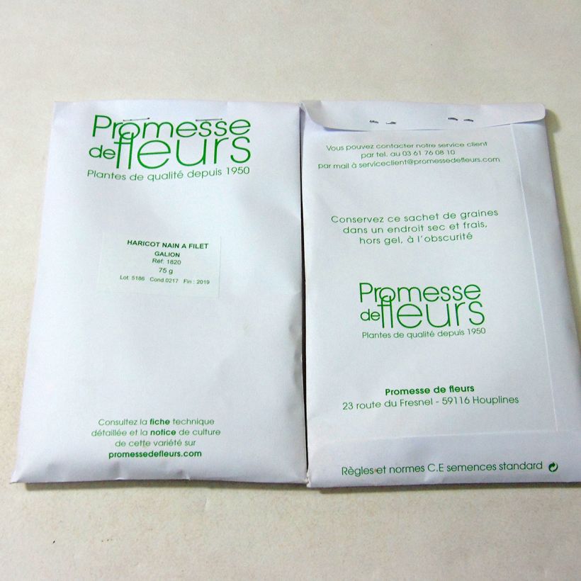 Example of Haricot nain à filet Galion le sachet de +/- 200 graines environ (minimum 75g) as you get