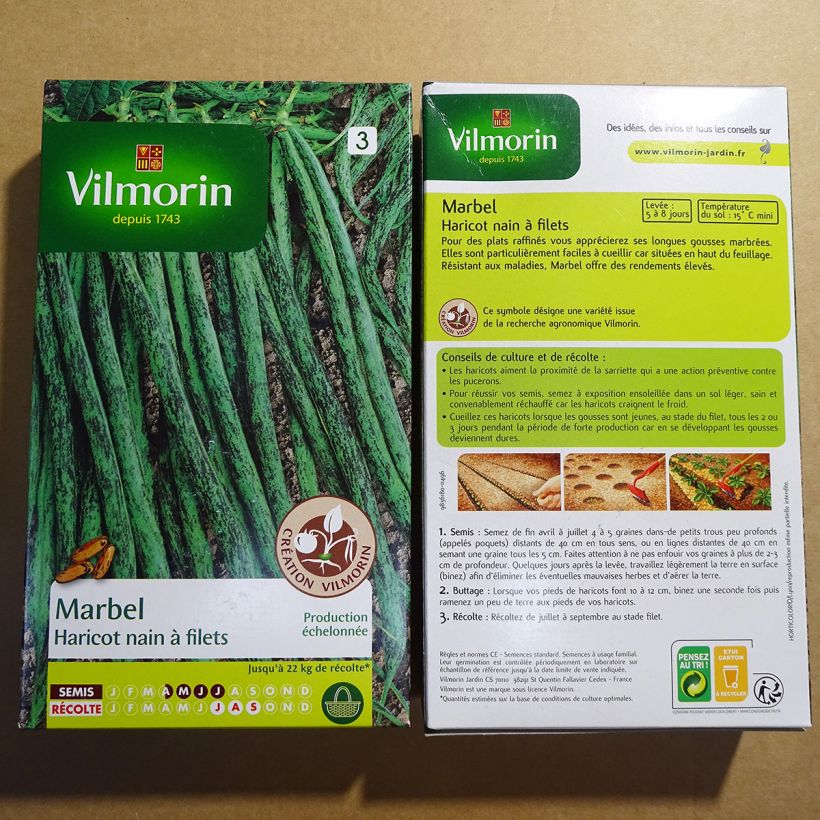 Example of Haricot nain à filet Marbel (Création Vilmorin) - Vilmorin le sachet de 400 graines environ (200g) as you get