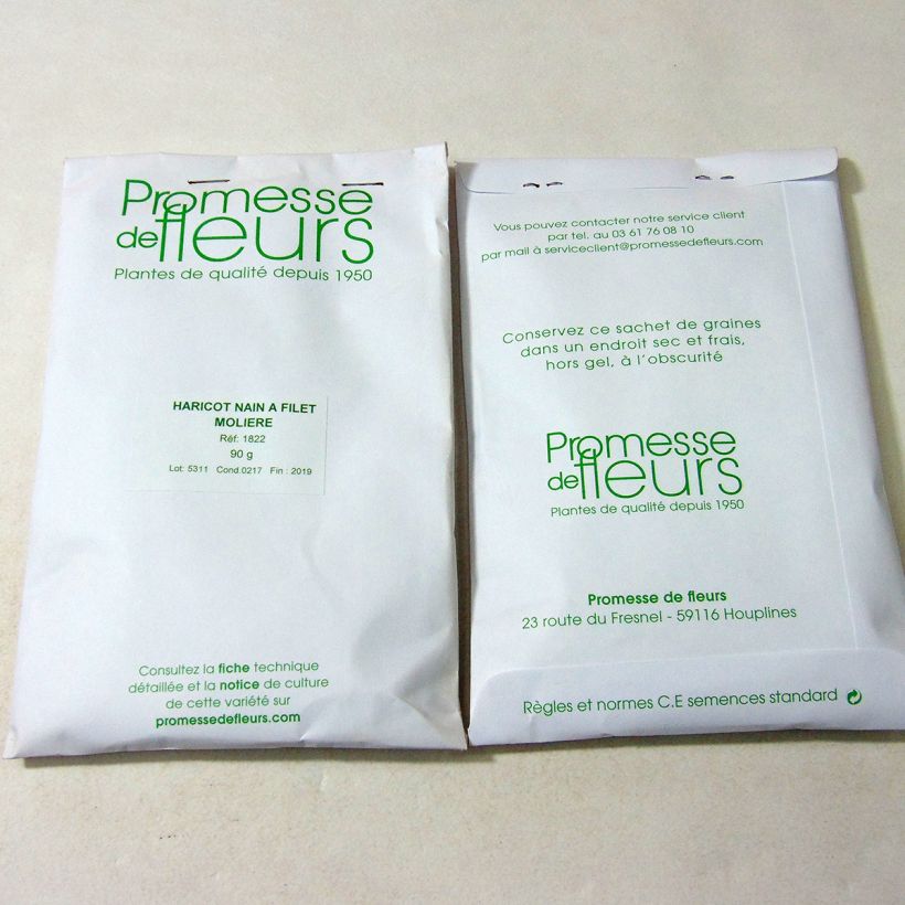 Example of Haricot nain à filet Molière le sachet de 220 graines environ (minimum 90g) as you get