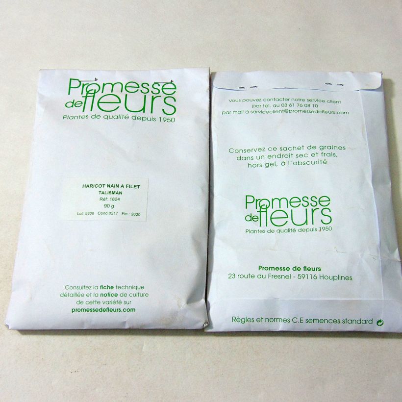 Example of Haricot nain à filet Talisman le sachet de +/- 225 graines environ (minimum 90g) as you get