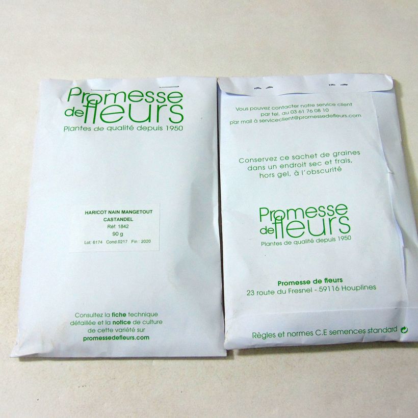 Example of Haricot nain mangetout Castandel le sachet de +/- 180 graines environ (minimum 90g) as you get