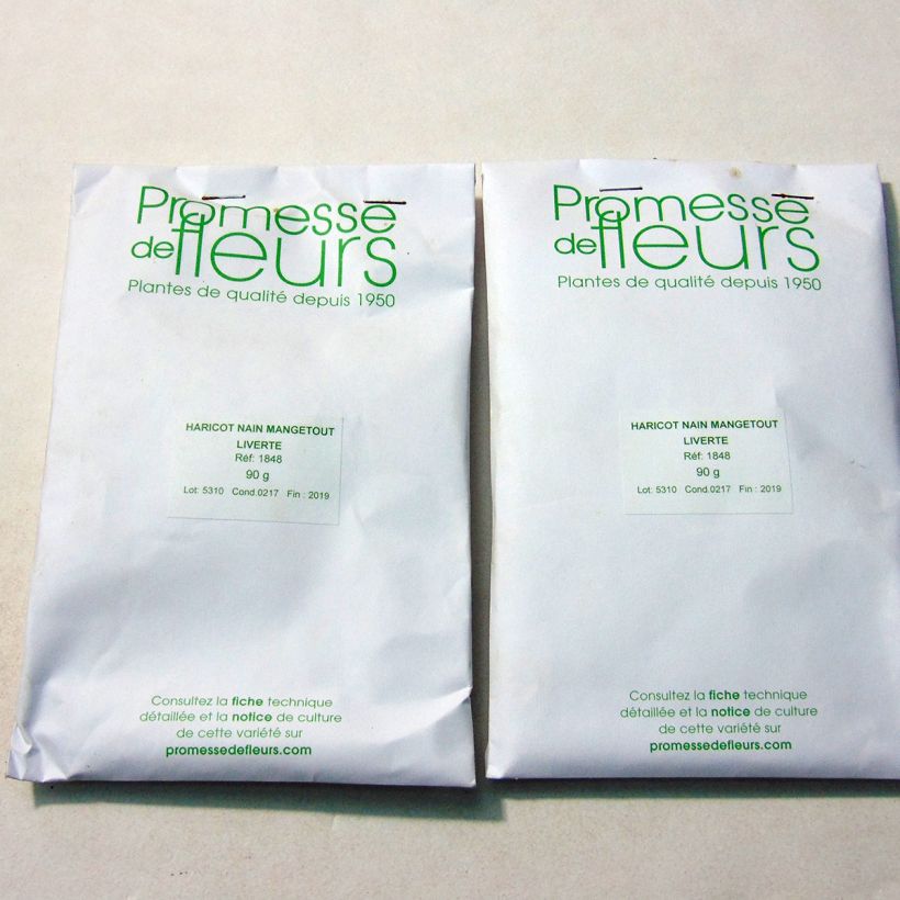 Exemple de spécimen de Haricot nain mangetout Liverte le sachet de 180 graines environ (minimum 90g) tel que livré