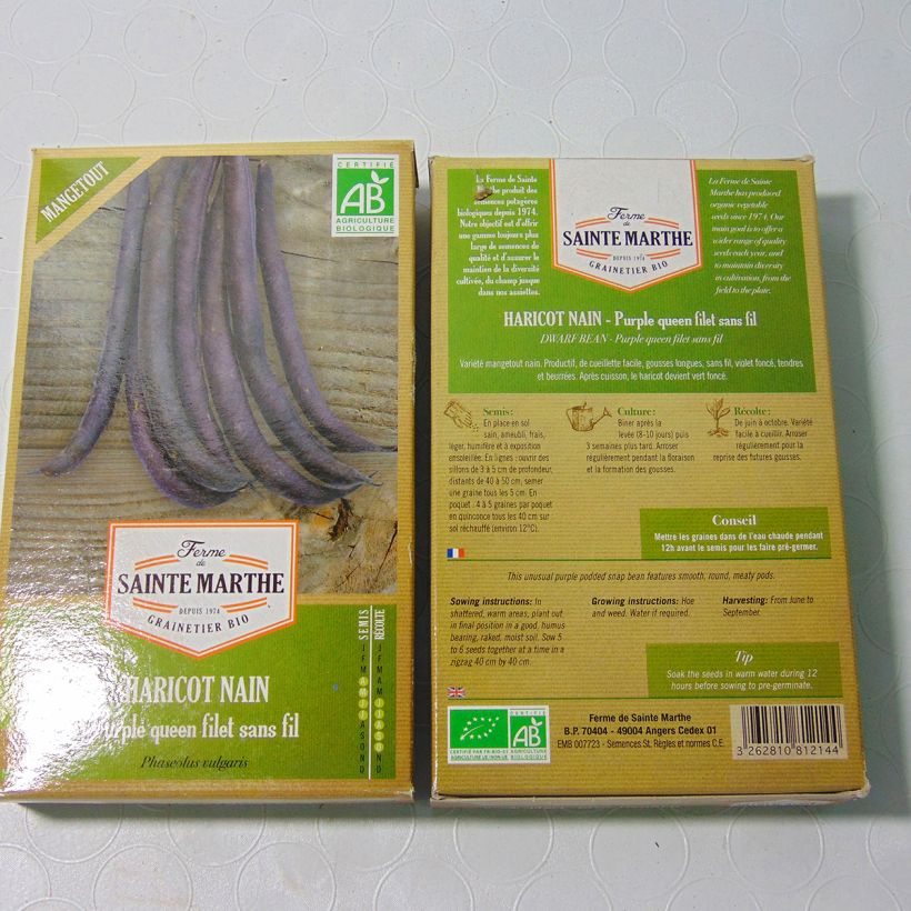 Example of Haricot nain mangetout Purple Queen Bio - Ferme de Sainte Marthe  le sachet de 160 graines environ (80g) as you get