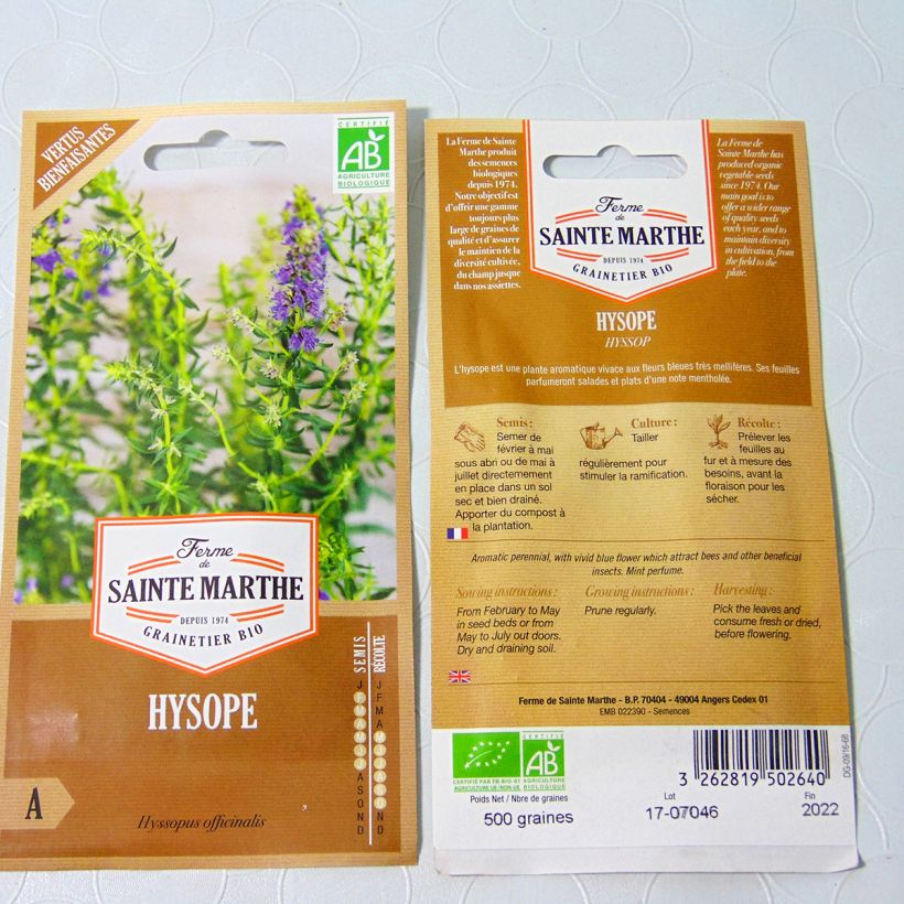 Example of Hysope Bio - Ferme de Sainte Marthe le sachet de 500 graines environ as you get