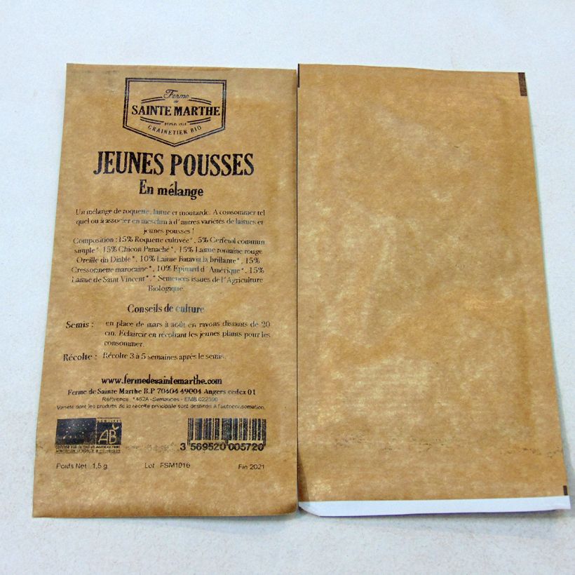 Example of Jeunes pousses en mélange Bio - Ferme de Sainte Marthe le sachet de 500 graines environ as you get
