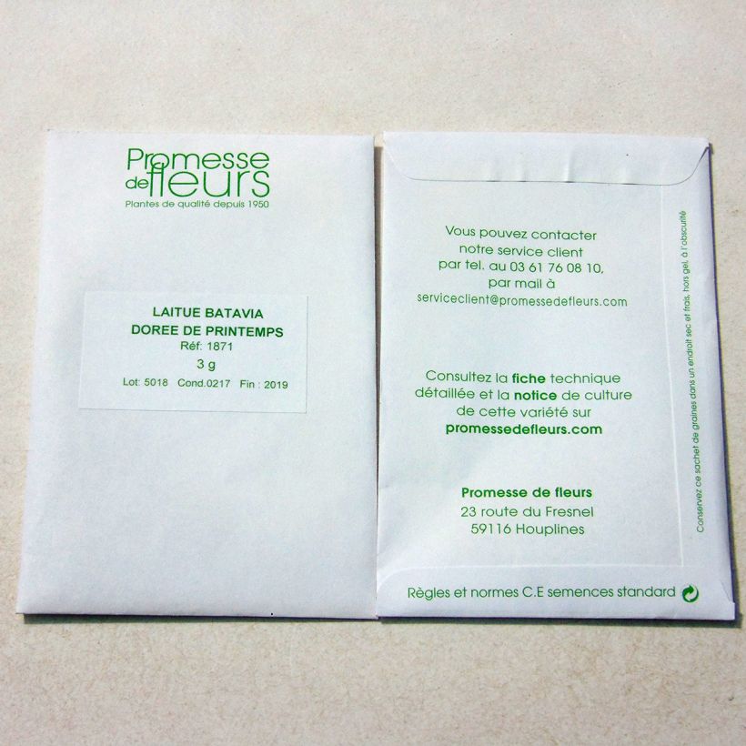 Example of Laitue Batavia Dorée de Printemps le sachet de 2500 graines environ (minimum 3g) as you get