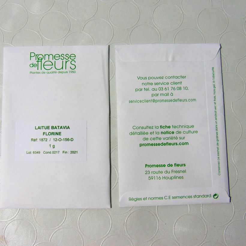 Example of Laitue Batavia Florine le sachet de +/- 800 graines environ (minimum 1g) as you get
