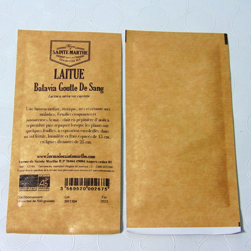 Example of Laitue Batavia Goutte de Sang Bio - Ferme de Sainte Marthe le sachet de 500 graines environ as you get