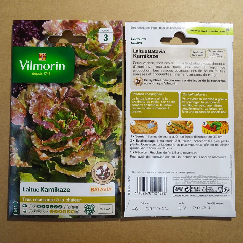 Example of Laitue Batavia Kamikaze (Obt.Vilmorin) feuilles rouges - Vilmorin le sachet de 3200 graines environ (4g) as you get