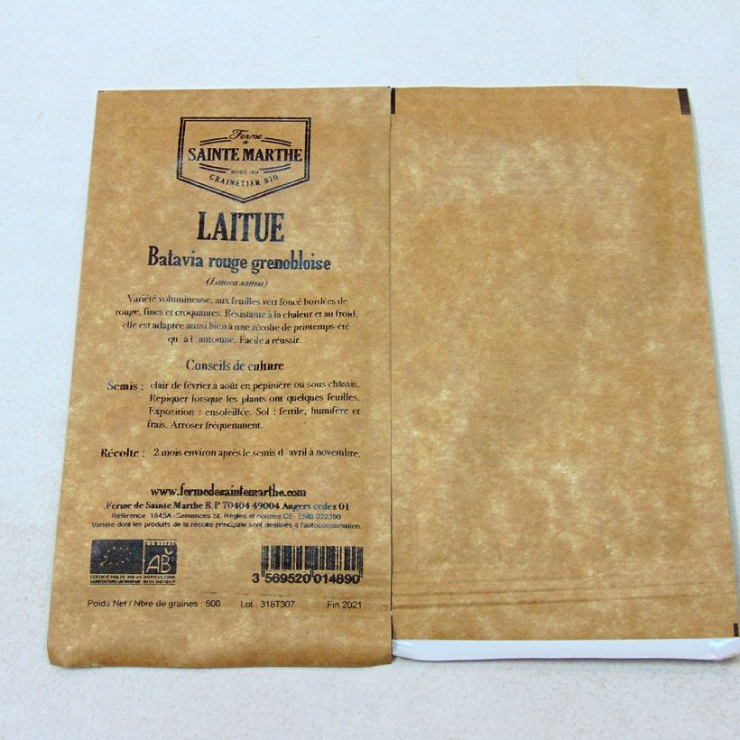 Example of Laitue Batavia Rouge Grenobloise Bio - Ferme de Sainte Marthe le sachet de 500 graines environ as you get