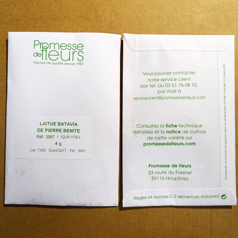 Example of Laitue Batavia de Pierre Bénite le sachet de 2500 graines environ (minimum 4g) as you get