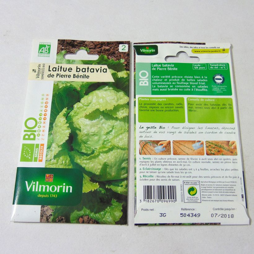 Example of Laitue Batavia de Pierre Bénite Bio - Vilmorin le sachet de 2400 graines environ (3g) as you get