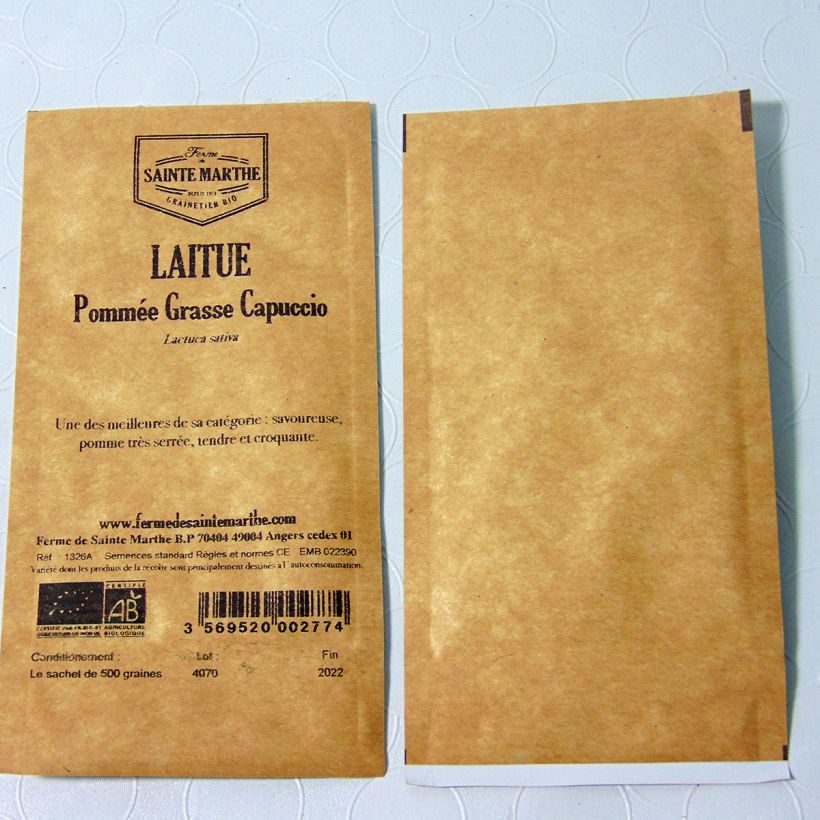 Example of Laitue Grasse Capuccio Bio - Ferme de Sainte Marthe le sachet de 500 graines environ as you get