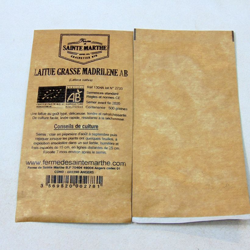 Example of Laitue Grasse Madrilène Bio - Ferme de Sainte Marthe le sachet de 500 graines environ as you get
