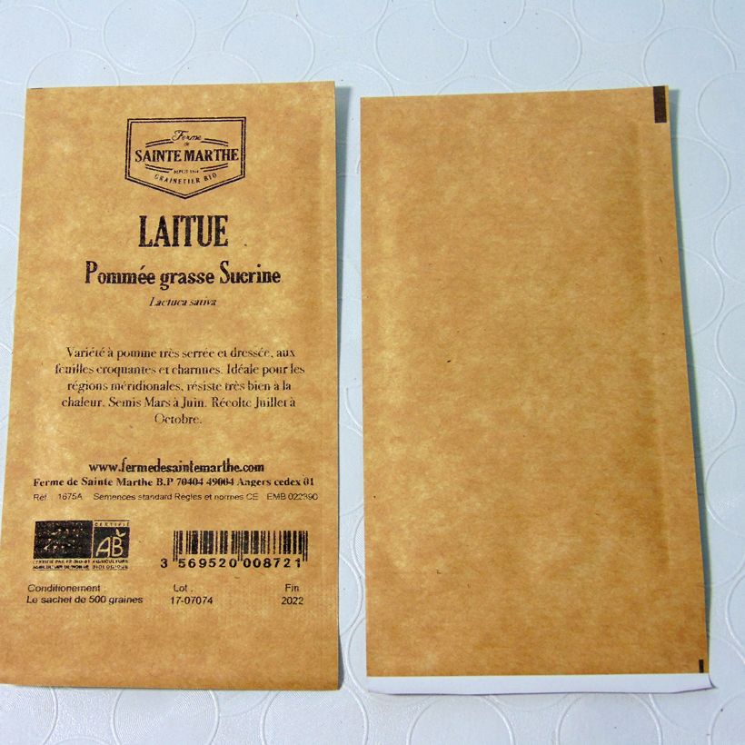 Example of Laitue Grasse Sucrine Bio - Ferme de Sainte Marthe le sachet de 500 graines environ as you get