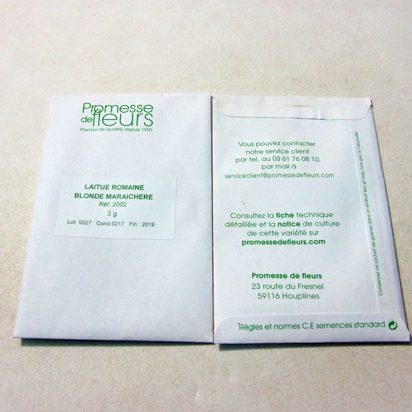 Example of Laitue Romaine Blonde maraîchère le sachet de +/- 2500 graines environ (minimum 3g) as you get