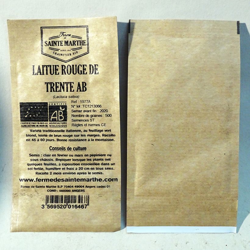 Example of Laitue Rouge de Trente Rossa di Trento Bio - Ferme de Sainte Marthe le sachet de 500 graines environ as you get