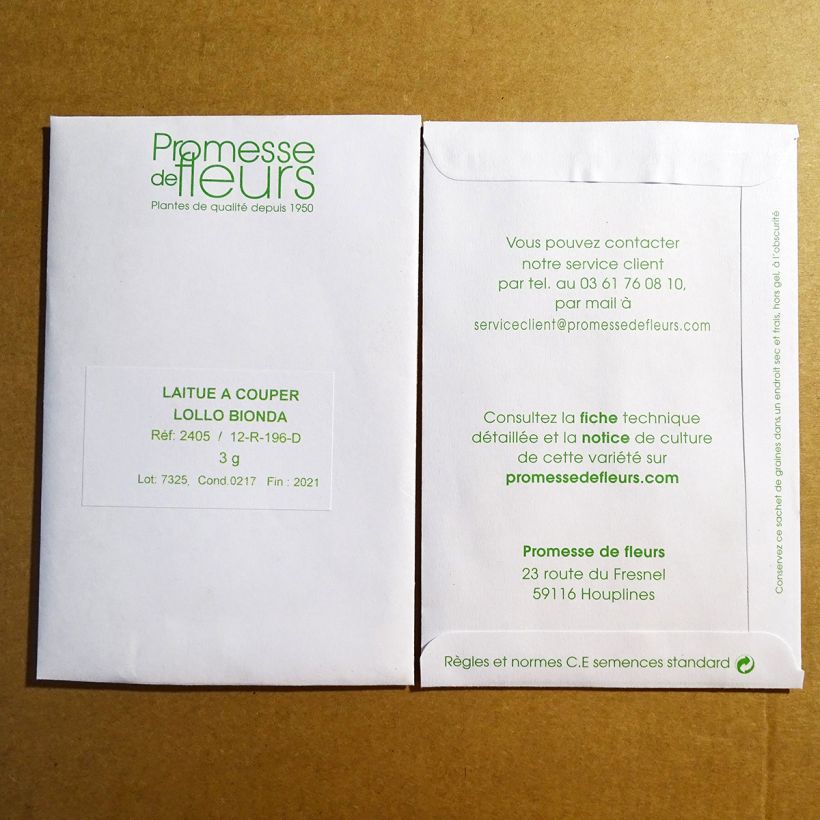 Example of Laitue à couper Lollo Bionda le sachet de +/- 2500 graines environ (minimum 3g) as you get