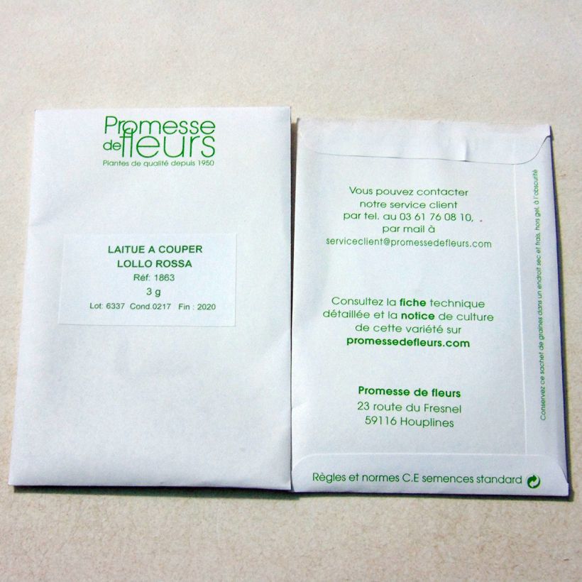 Example of Laitue à couper Lollo Rossa - Lactuca sativa le sachet de +/- 2500 graines environ (minimum 3g) as you get
