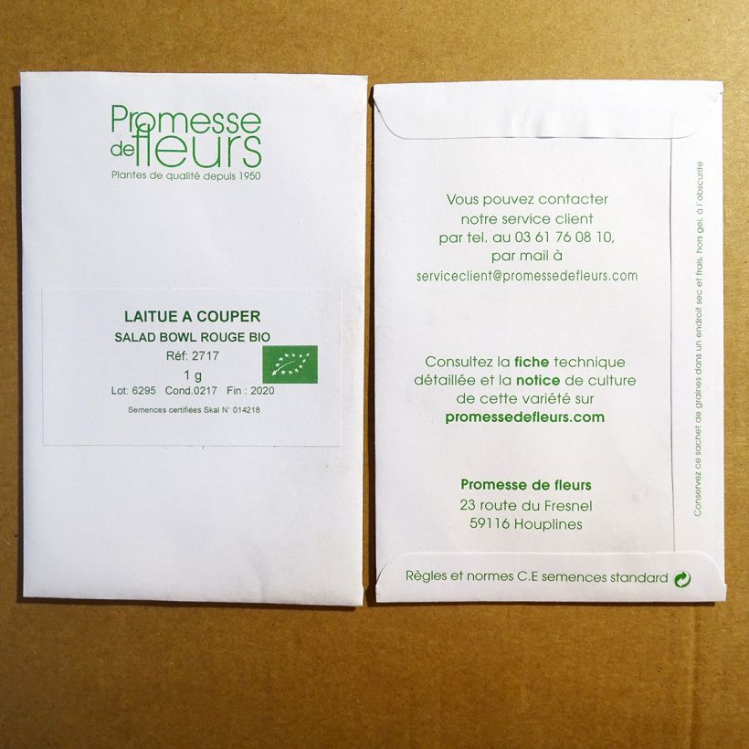 Example of Laitue à couper Red Salad Bowl Bio le sachet de +/- 850 graines environ (minimum 1g) as you get