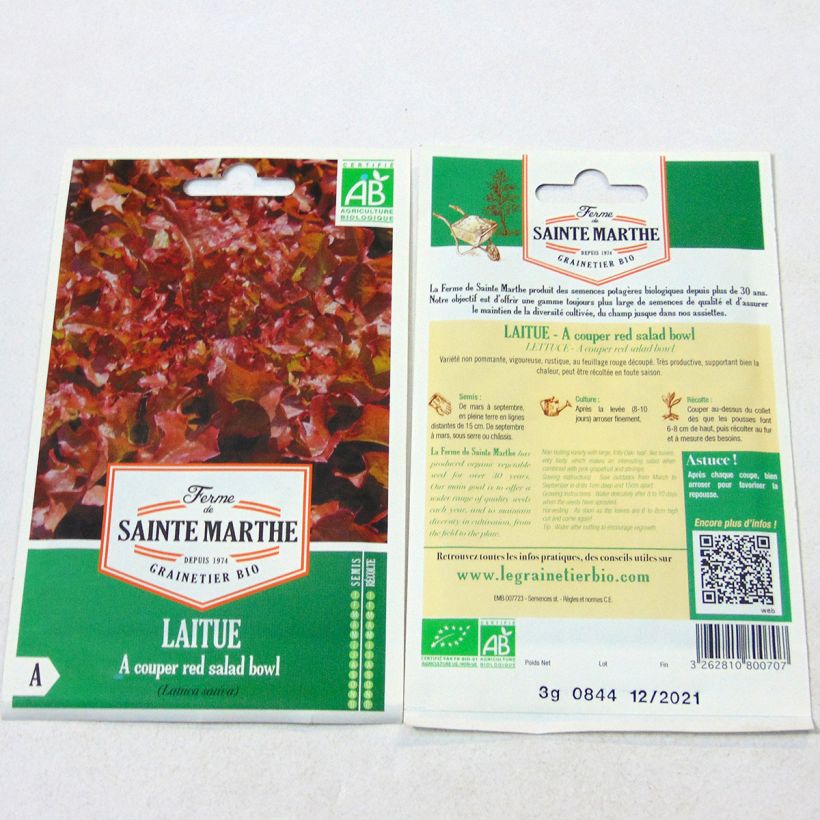 Example of Laitue à couper Red Salad Bowl Bio - Ferme de Sainte Marthe le sachet de 4000 graines environ (3g) as you get