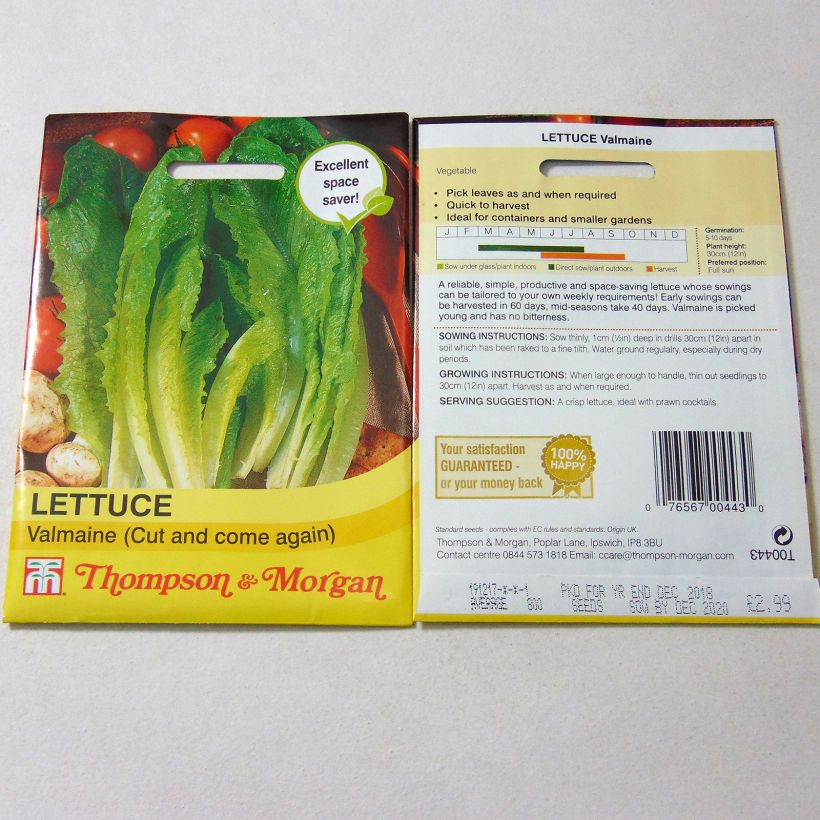 Exemple de spécimen de Laitue à couper Valmaine le sachet de 800 graines environ tel que livré