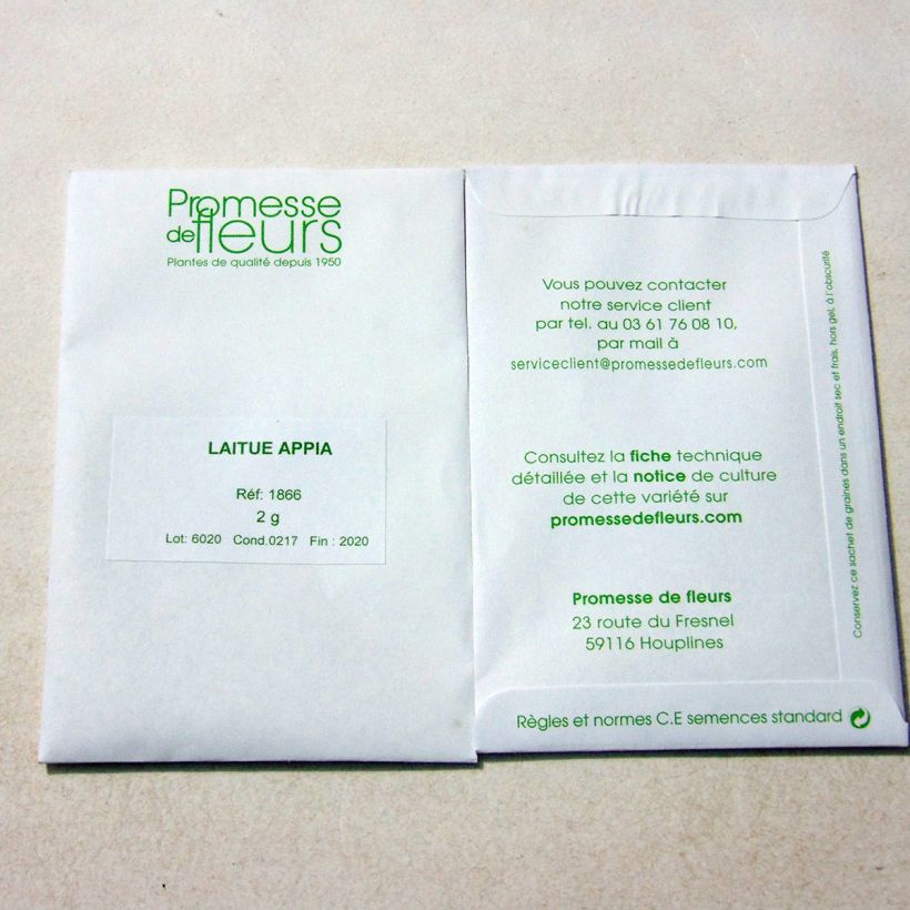 Example of Laitue pommée Appia - Lactuca sativa le sachet de +/- 1700 graines environ (minimum 2g) as you get