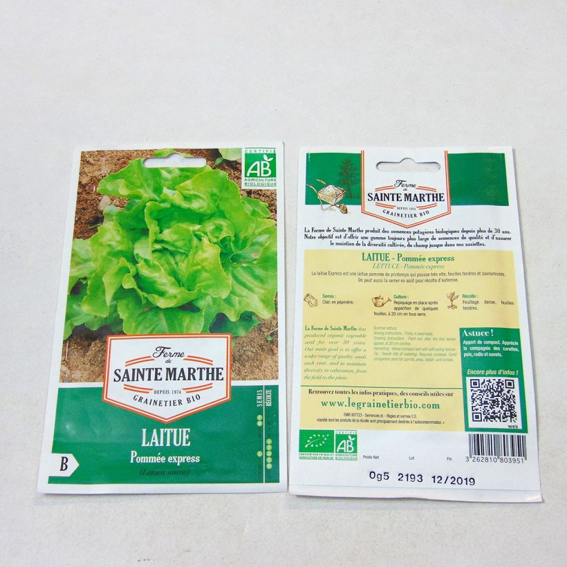 Example of Laitue pommée Express Bio - Ferme de Sainthe Marthe le sachet de 500 graines environ as you get