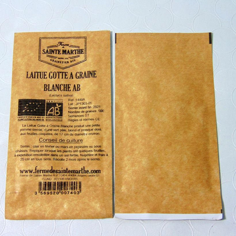 Example of Laitue pommée Gotte à Graine Blanche Bio - Ferme de Sainte Marthe le sachet de 500 graines environ as you get