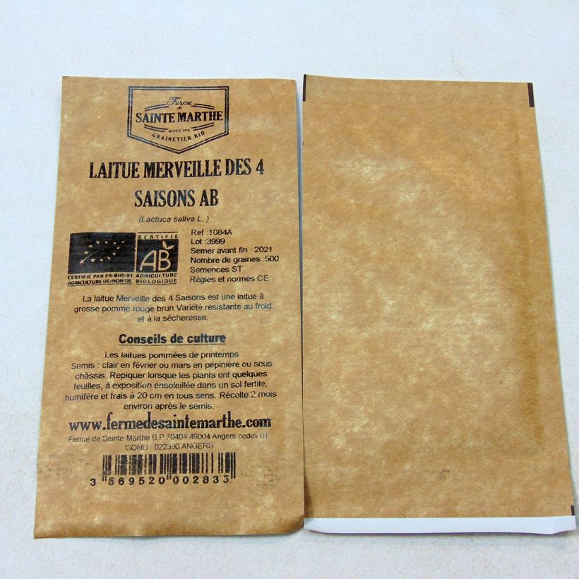 Example of Laitue pommée Merveille des 4 Saisons Bio - Ferme de Sainte Marthe le sachet de 500 graines environ as you get