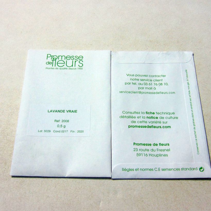 Example of Lavande Vraie le sachet de +/- 400 graines environ (minimum 0,5g) as you get