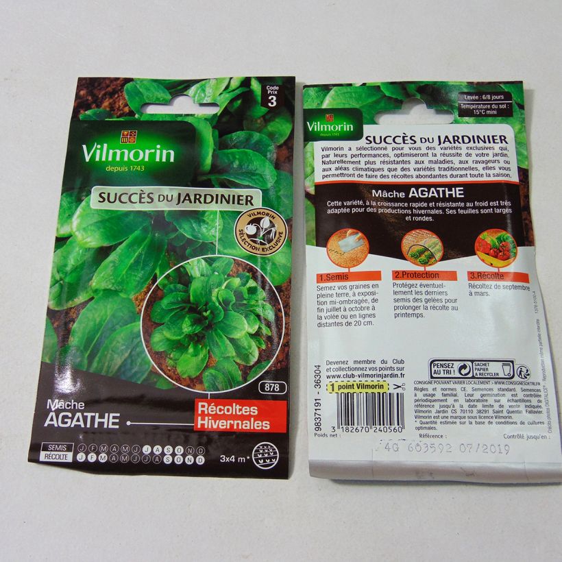 Example of Mâche Agathe - Vilmorin le sachet de 2600 graines environ (4g) as you get