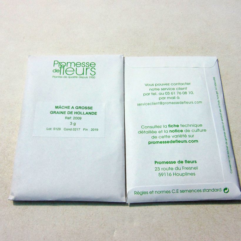 Example of Mâche à Grosse Graine de Hollande le sachet de +/- 1000 graines environ (minimum 3g) as you get