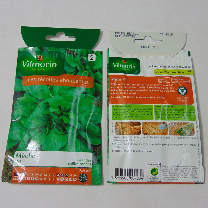 Example of Mâche à petite graine Vit le sachet de 1500 graines environ (3g) as you get