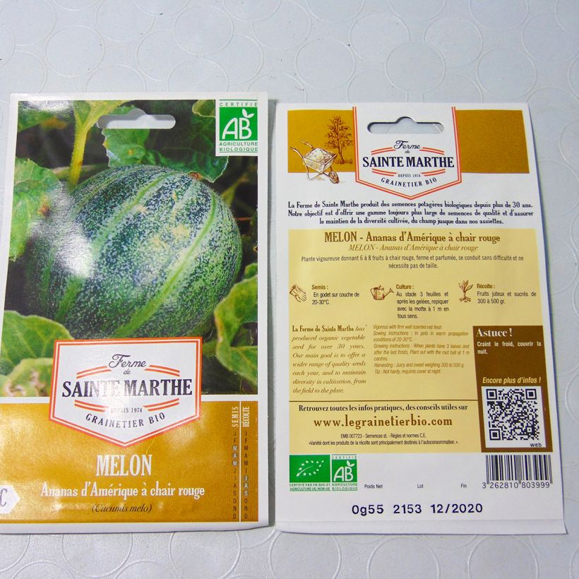 Example of Melon Ananas d'Amérique à Chair Rouge Bio - Ferme de Sainte Marthe le sachet de 15 graines environ as you get