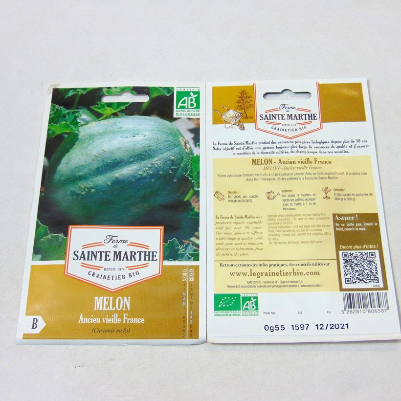 Example of Melon Ancien Vieille France Bio - Ferme de Sainte Marthe le sachet de 15 graines environ as you get