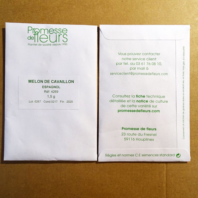 Exemple de spécimen de Melon Cavaillon espagnol (ovale) le sachet de graines de minimum 1,5 grammes tel que livré