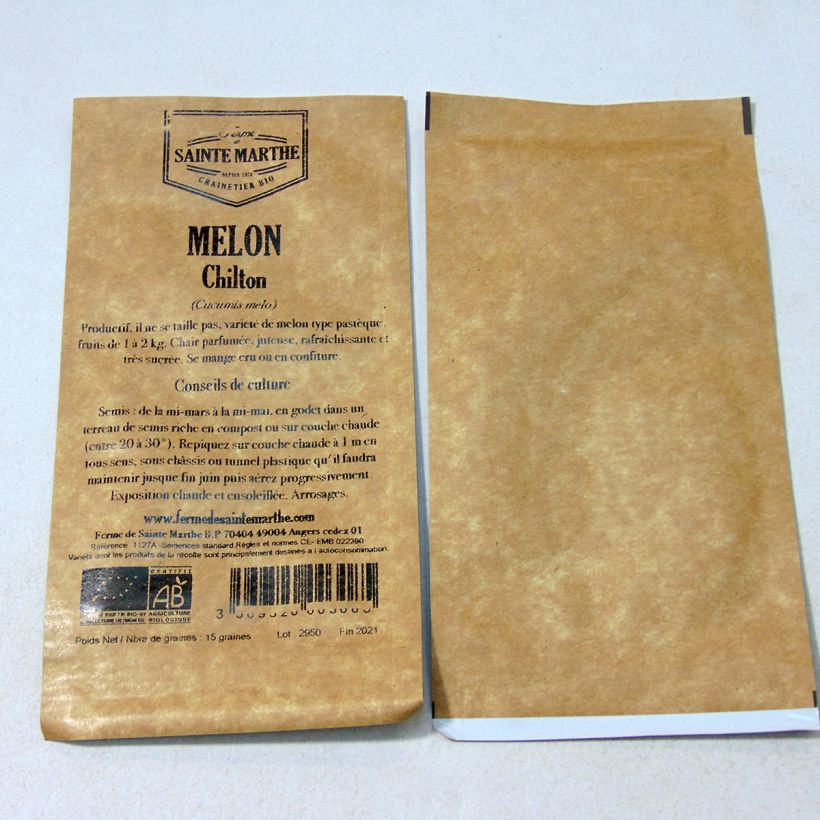 Example of Melon Chilton Bio - Ferme de Sainte Marthe le sachet de 15 graines environ as you get