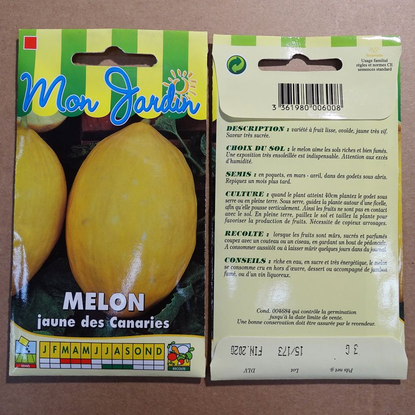 Example of Melon Jaune Canari 2  le sachet de 75 graines environ (3g) as you get