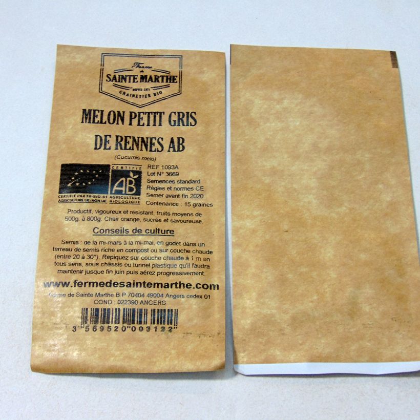 Example of Melon Petit gris de Rennes Bio - Ferme de Sainte Marthe le sachet de 15 graines environ as you get