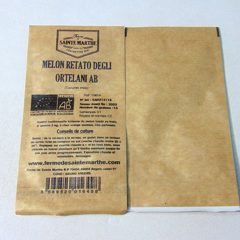 Example of Melon Rerato Degli Ortolani Bio - Ferme de Sainte Marthe le sachet de 15 graines environ (Sachet de 15 grainesg) as you get