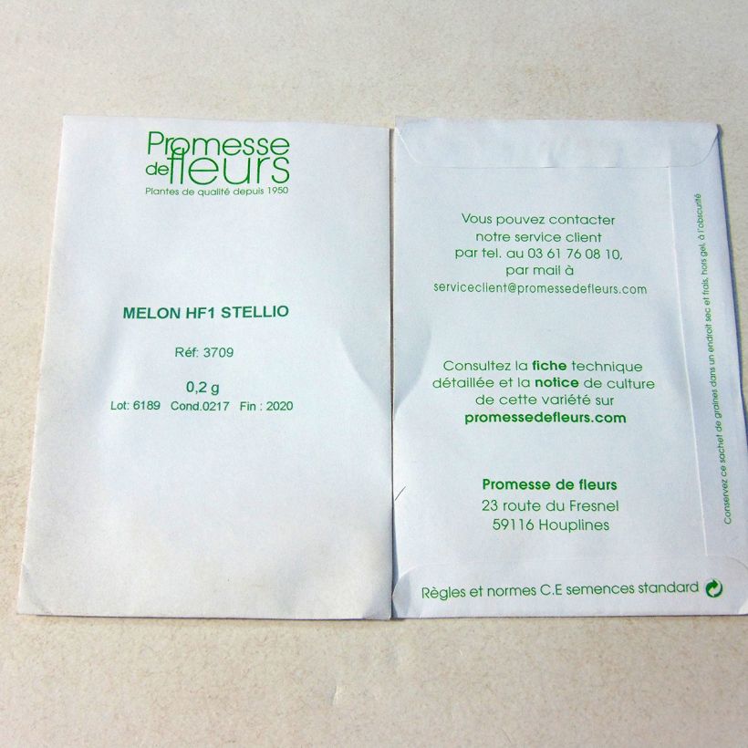 Example of Melon Stellio F1 le sachet de +/- 5 ? 8 graines environ (minimum 0,2g) as you get