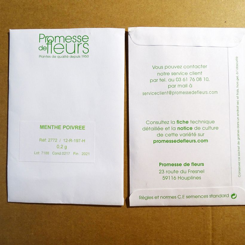 Example of Menthe poivrée le sachet de +/- 2000 graines environ (minimum 0,2g) as you get