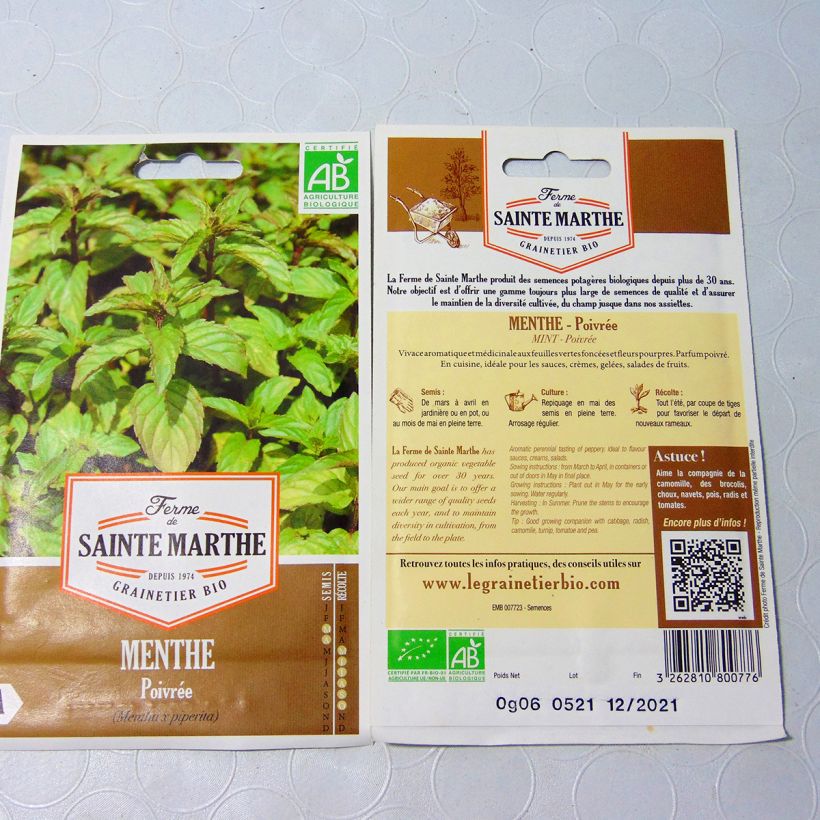 Example of Menthe poivrée Bio - Ferme de Sainte Marthe le sachet de 1500 graines environ (0,1g) as you get