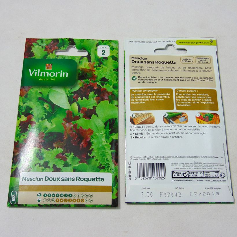 Example of Mesclun doux (sans Roquette) le sachet de 4000 graines environ (5g) as you get