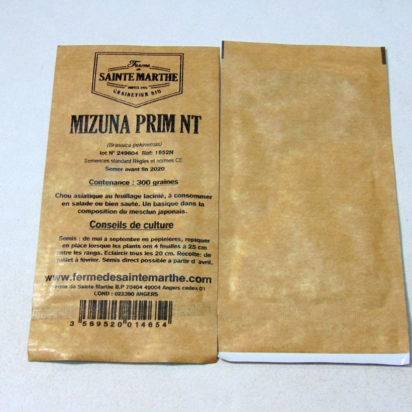 Example of Mizuna Prim NT - Ferme de Sainte Marthe le sachet de 300 graines environ as you get