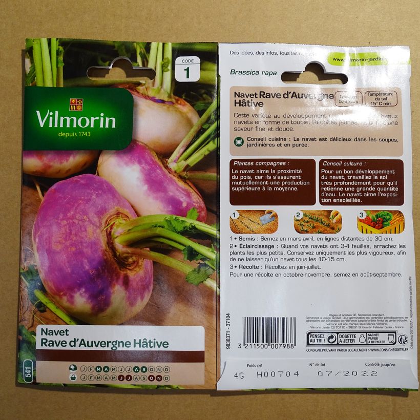 Example of Navet Rave d'Auvergne Hâtif - Vilmorin le sachet de 1600 graines environ (4g) as you get