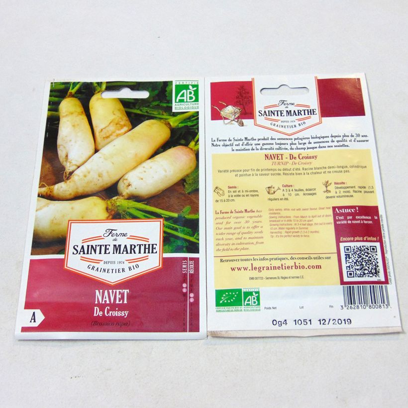 Example of Navet de Croissy Bio - Ferme de Sainte Marthe le sachet de 150 graines environ as you get