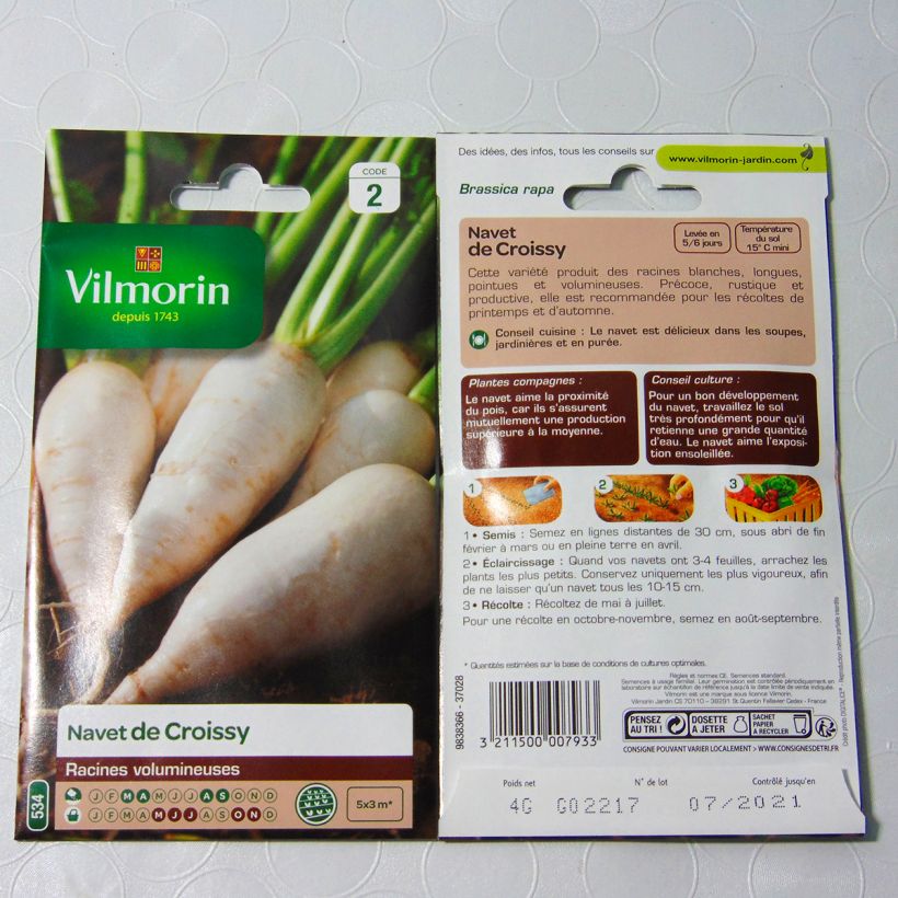 Example of Navet de Croissy - Vilmorin le sachet de 1200 graines environ (4g) as you get
